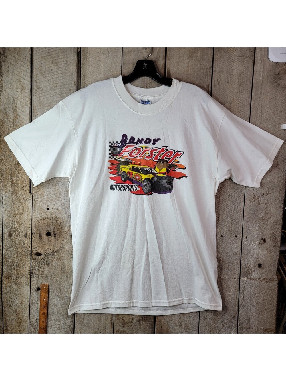 Randy Forster Motorsports T Shirt L White Farmington MO Raceway Racing Tee